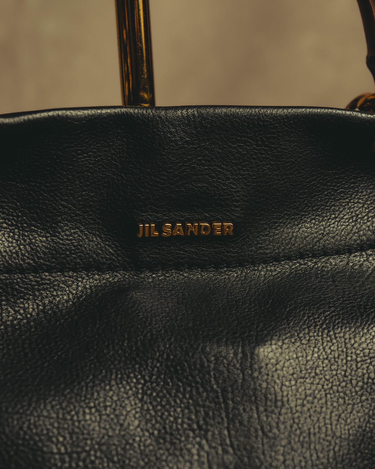 –SPECIAL– “JIL SANDER” 20’s Bamboo handle grained leather shopper bag