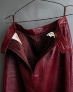 "LOEWE" Burgundy leather front button middle skirt