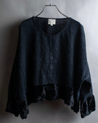 Vintage velour-trimmed box silhouette knit