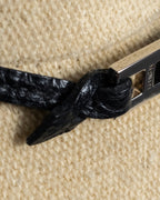 "HERMES" H motif design leather choker