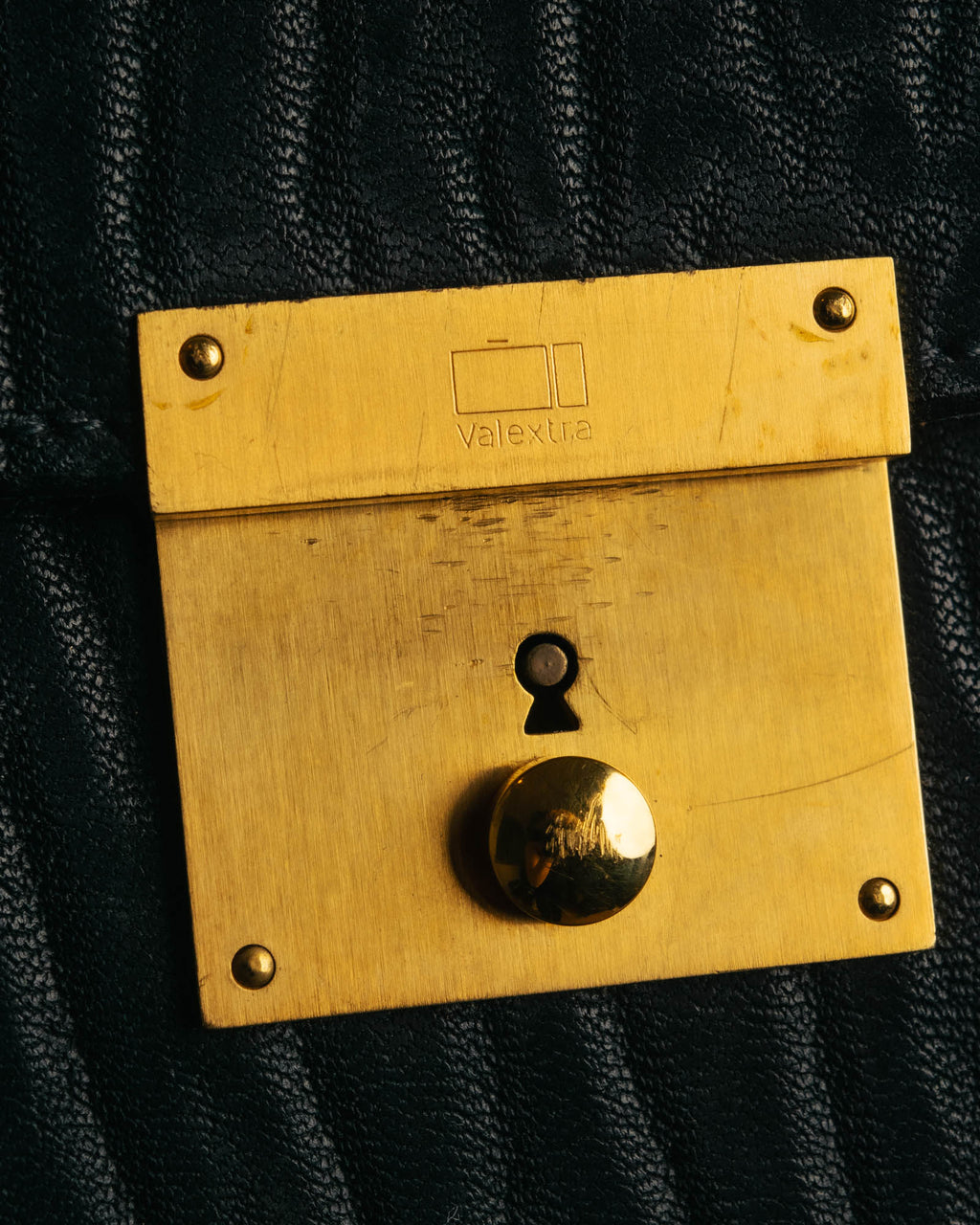 "Valextra" 80's-90's embossed leather document portfolio clutch