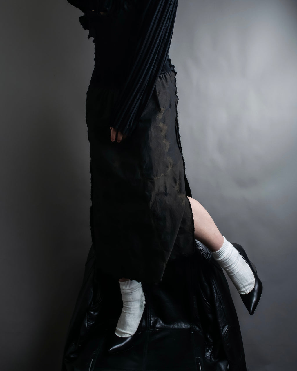 "A-POC" Wrap design high slit skirt