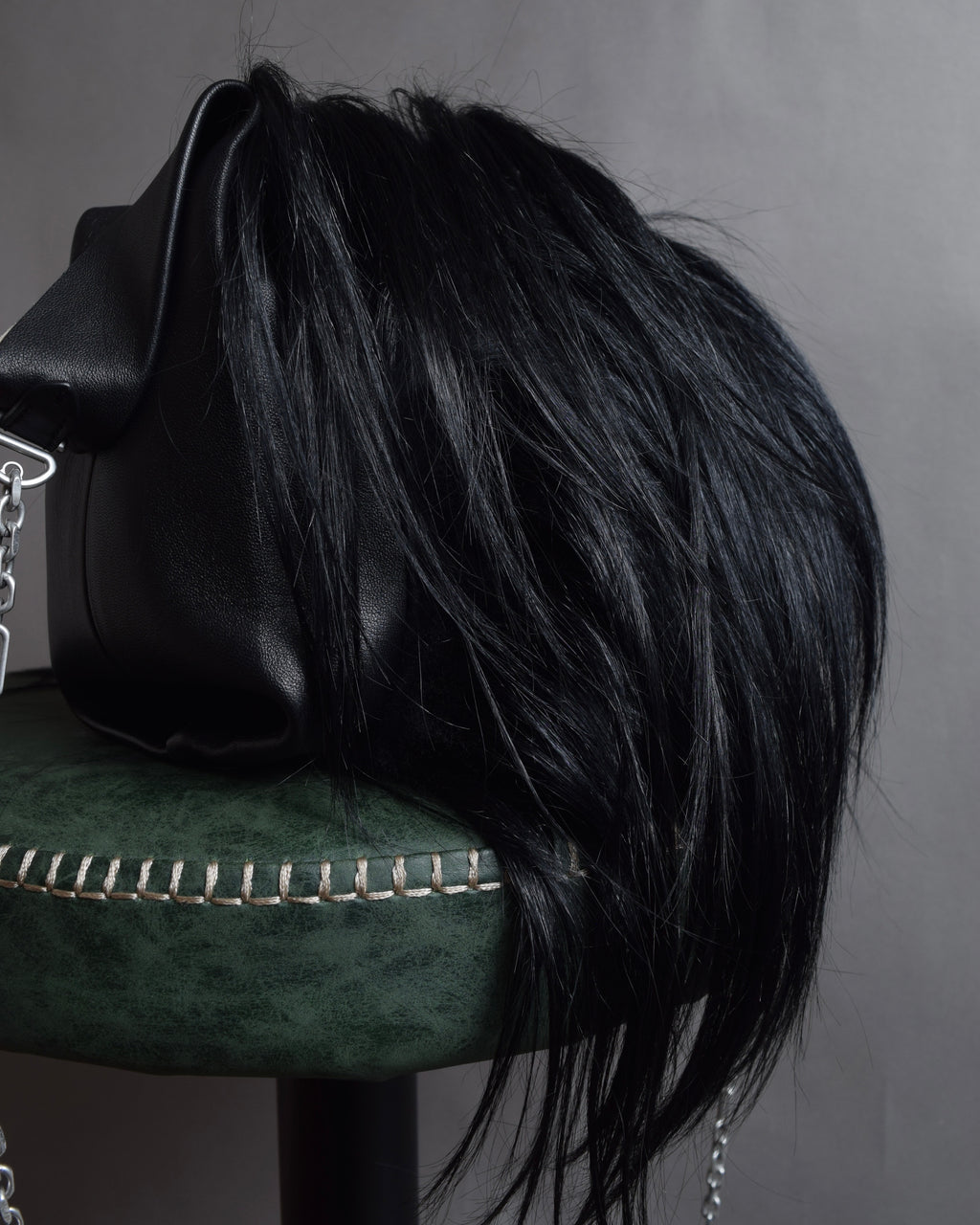 "MAISON MARGIELA" Wig fur design chain shoulder leather bag