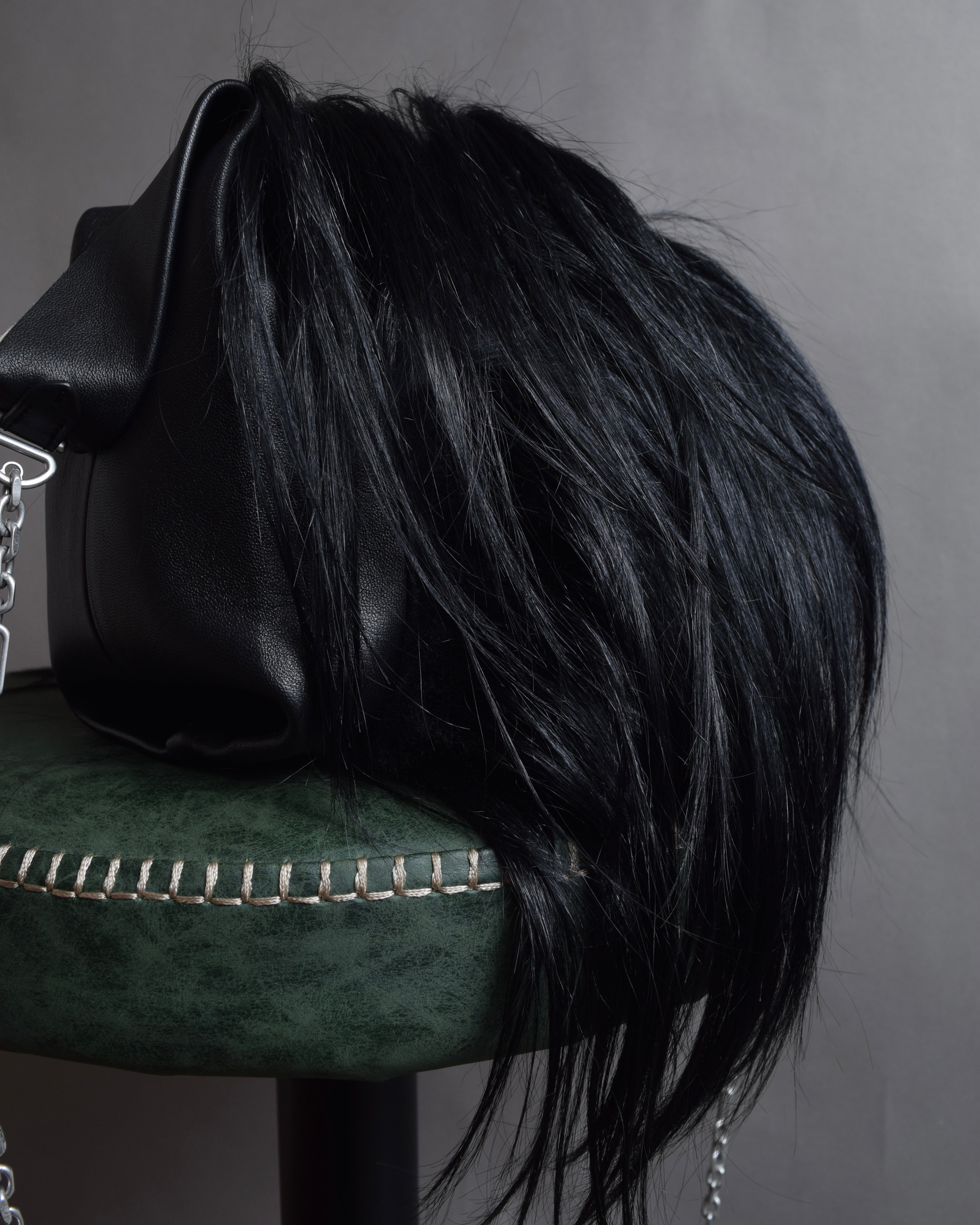 "MAISON MARGIELA" Wig fur design chain shoulder leather bag