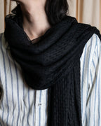 "GIORGIO ARMANI" Waffle low gauge knit fringe design stole