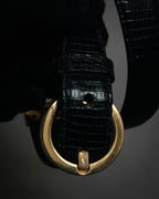 “Salvatore Ferragamo” 90’s Lizard leather double gancini belt