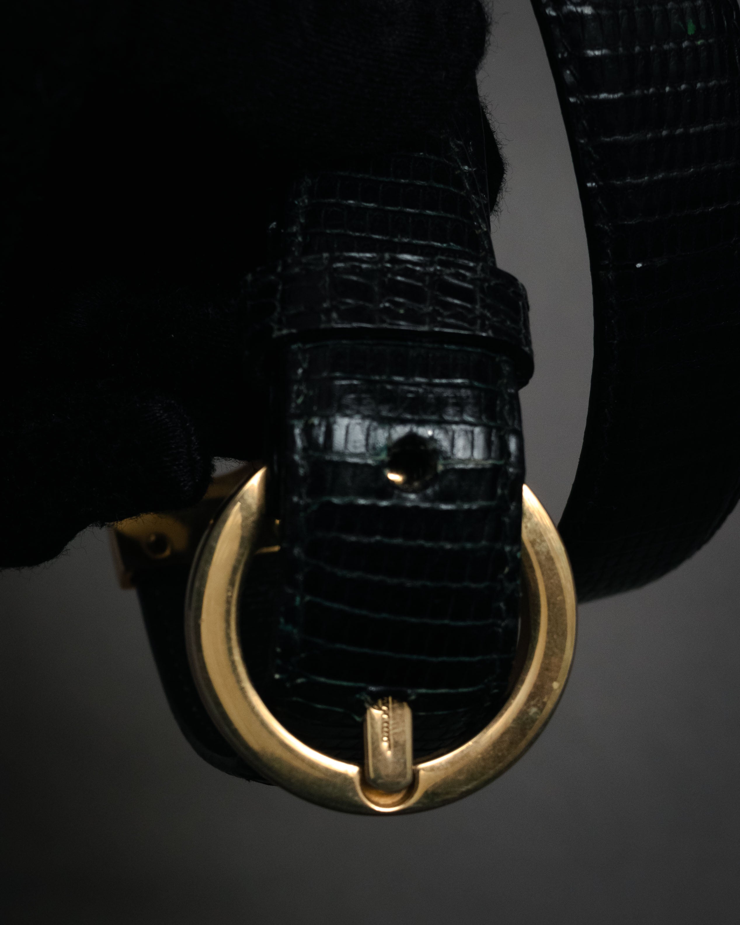 “Salvatore Ferragamo” 90’s Lizard leather double gancini belt