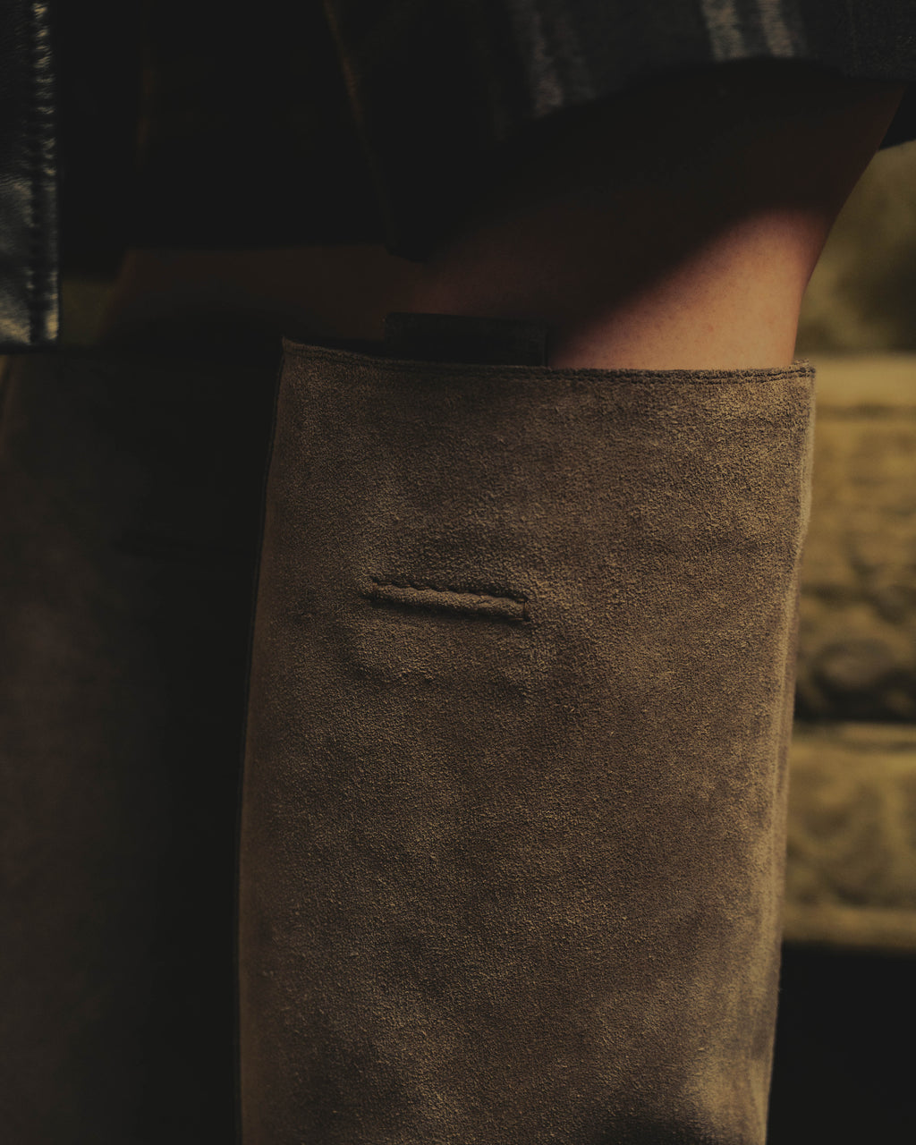 -SPECIAL- “Dior” 00’s Taupe suede square toe riding boots