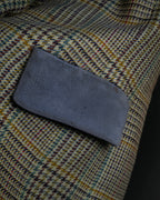 "CELINE" 90’s–00’s checked velvet collar coat