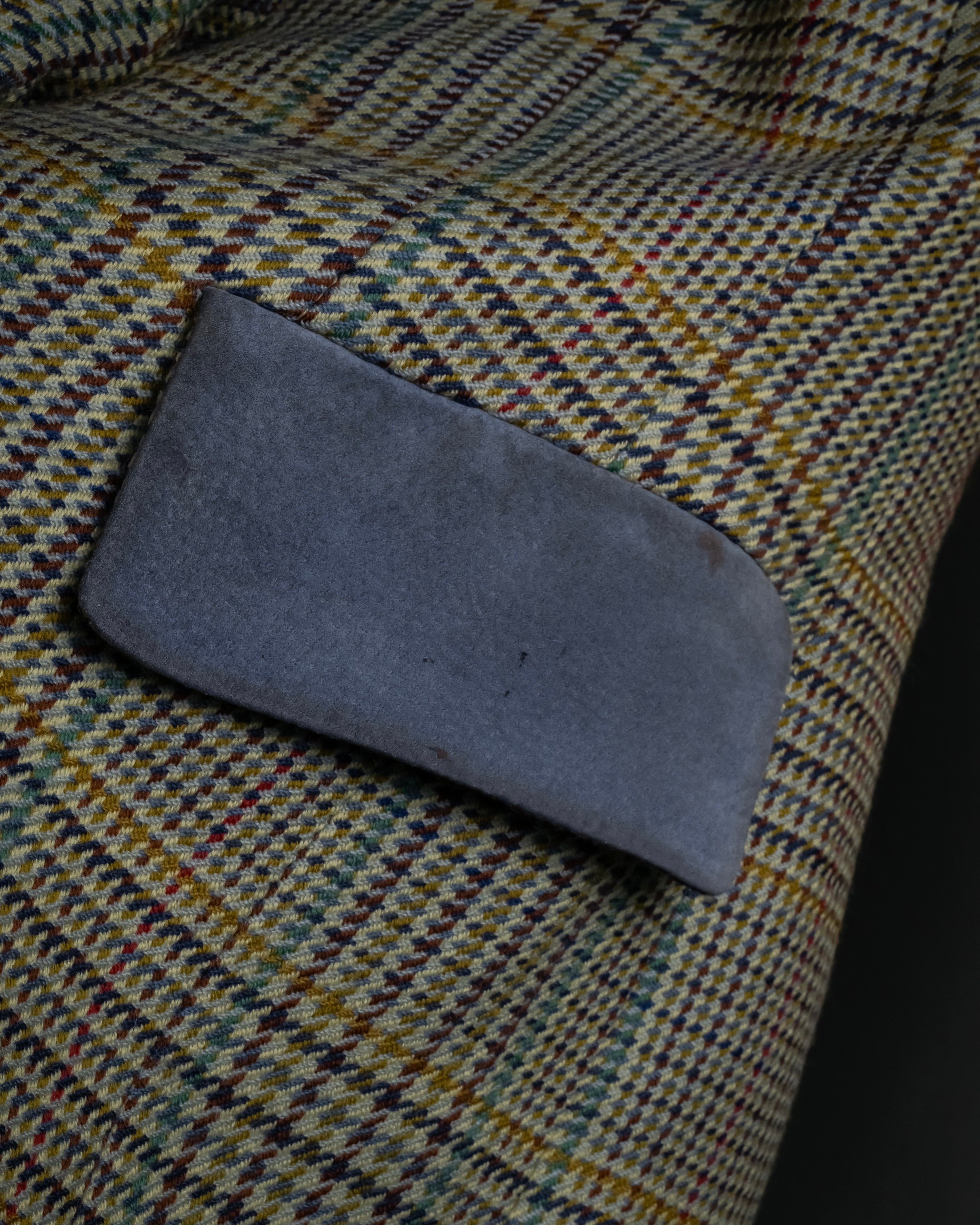 "CELINE" 90’s–00’s checked velvet collar coat