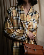 "BURBERRYS" Nova check maxi length silk gown coat