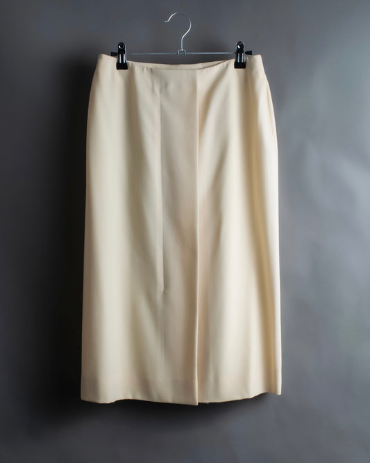 "HERMES" 100% wool ivory color flare skirt