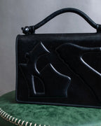"Salvatore Ferragamo" Horizontal design pumps engraved leather one handle bag