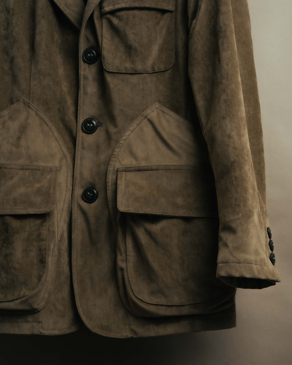 “GIORGIO ARMANI” 90’s-00’s Suede-effect multi-pocket tailored field jacket