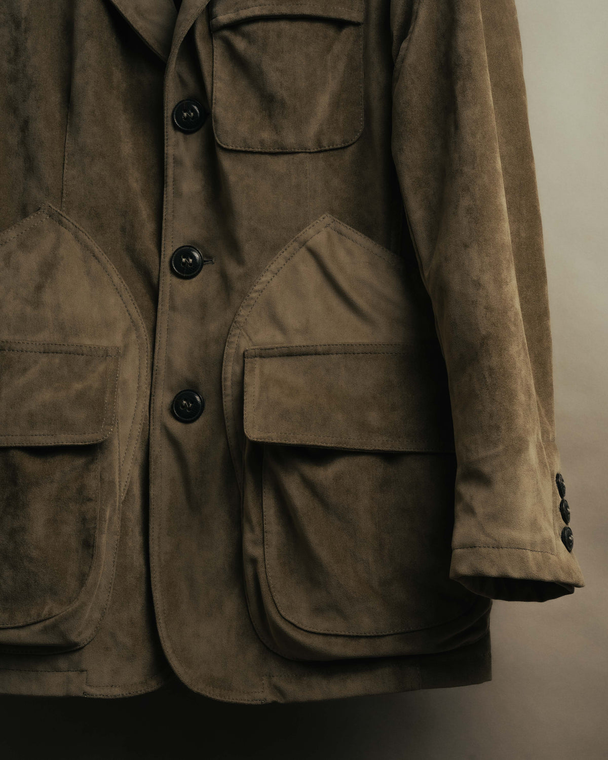 “GIORGIO ARMANI” 90’s-00’s Suede-effect multi-pocket tailored field jacket