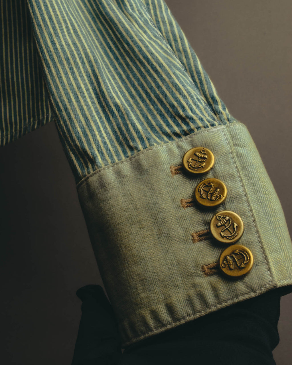 -SPECIAL- "Ralph Lauren" 00's Hickory stripe cotton double-breasted marine jacket
