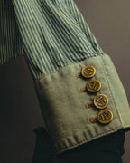 -SPECIAL- "Ralph Lauren" 00's Hickory stripe cotton double-breasted marine jacket