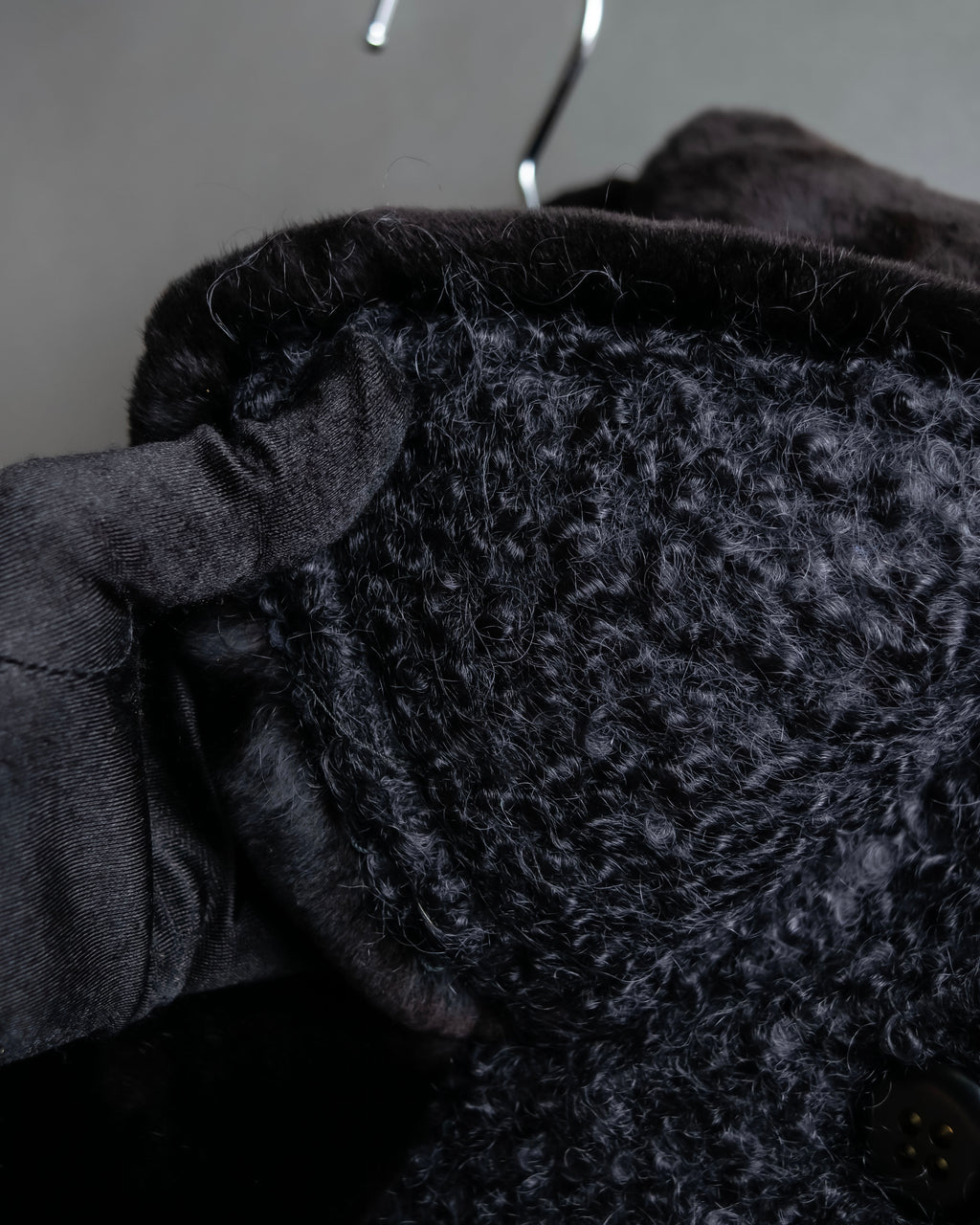 "Valentino Garavani" Fur collar boucle wool mid-length coat