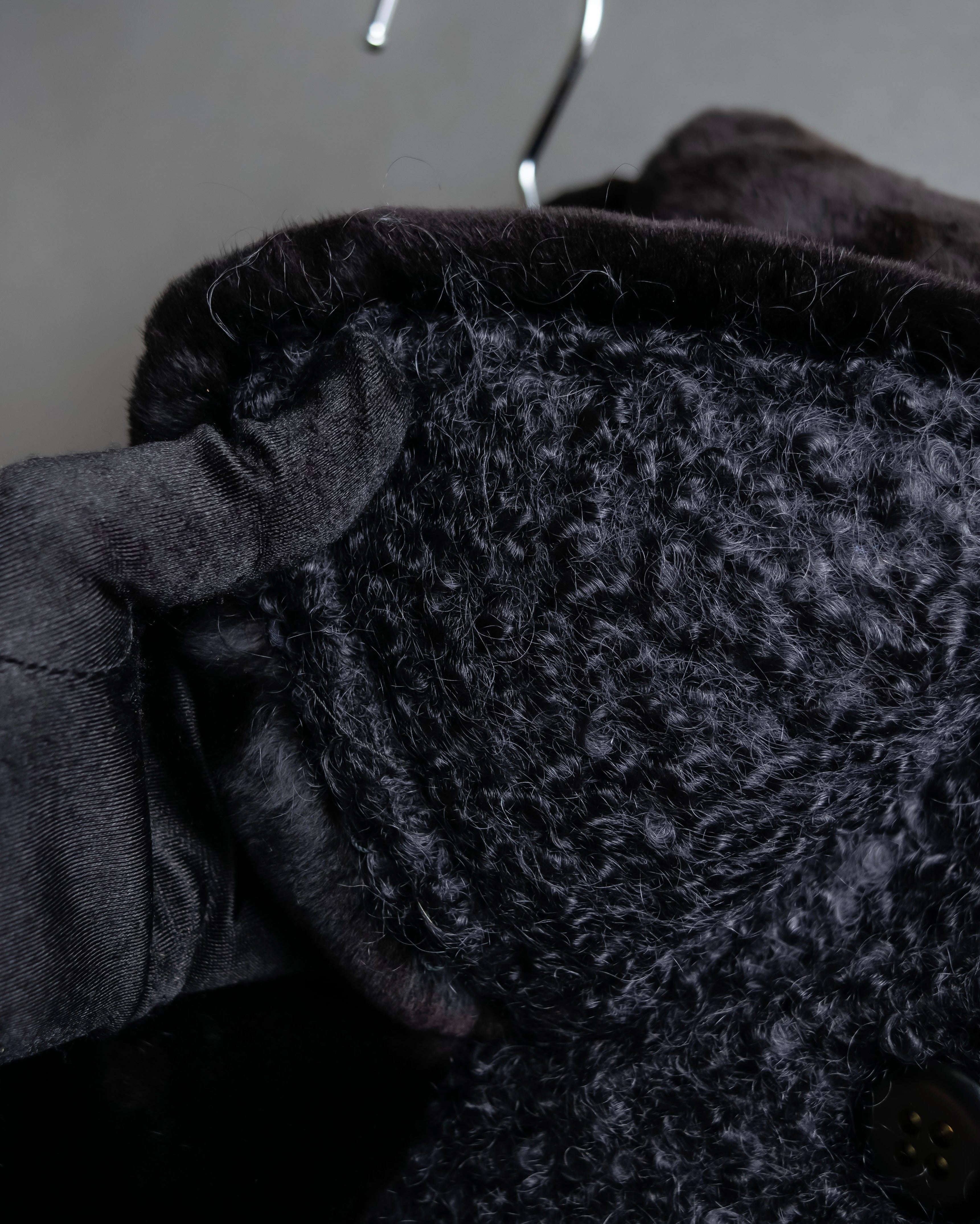 "Valentino Garavani" Fur collar boucle wool mid-length coat