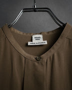 “HERMES” 2018-2024 Minimal band collar silk shirt