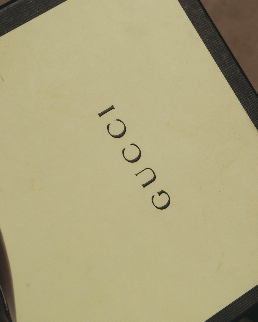 参考付属品として揃う、GUCCIロゴ入りのケア冊子を写したカット。