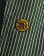 -SPECIAL- "Ralph Lauren" 00's Hickory stripe cotton double-breasted marine jacket