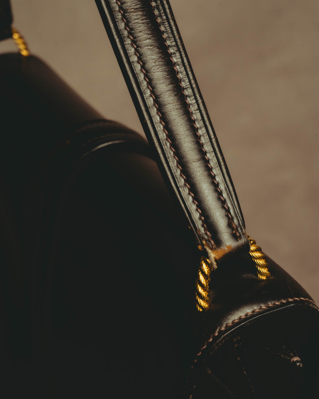 -SPECIAL- "HERMES" 50's Vintage box calf leather shoulder bag
