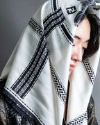 "FENDI" Horse motif FF logo Selleria large scarf