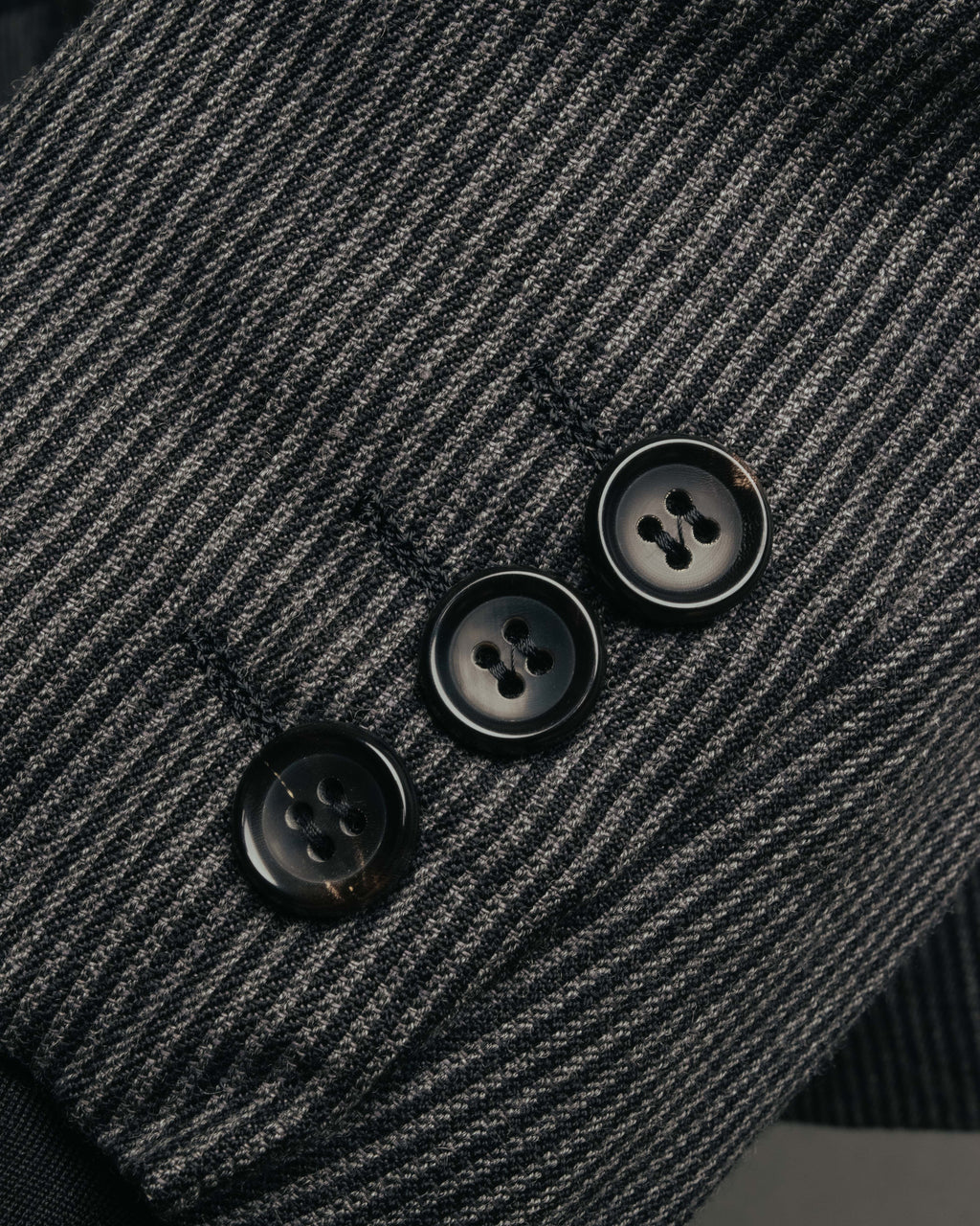 "COMME des GARÇONS HOMME" 10SS Vintage multi-button hickory stripe linen wool jacket