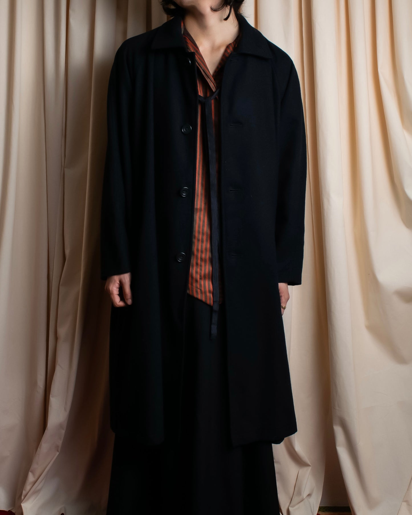 "Y's" Beautiful draping oversized long length soutien collar coat