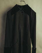 "CELINE" 80's Velvet collar maxi coat dress