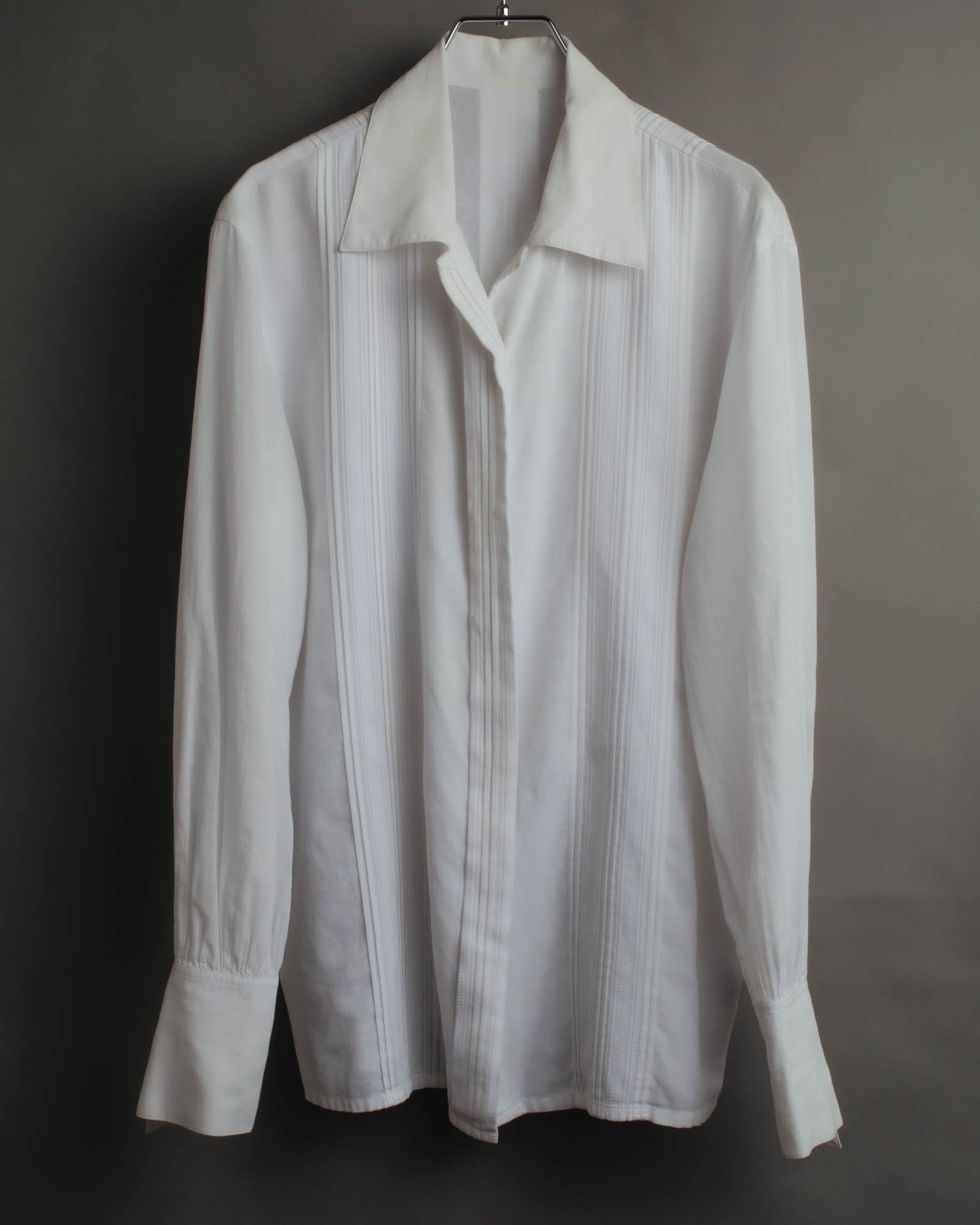 -SPECIAL- “Christian Dior” 90’s-00’s pleated bib dress shirt