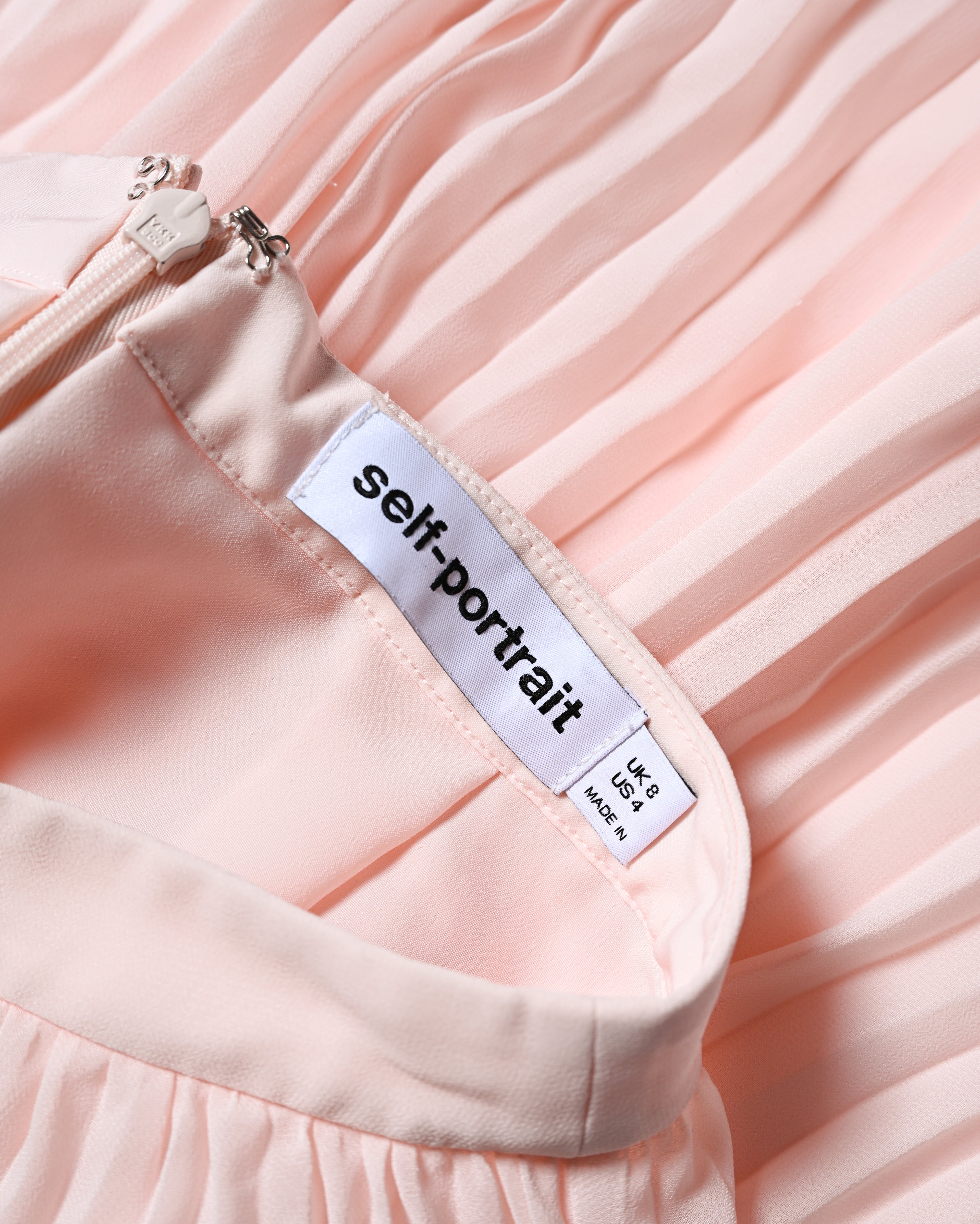 Self-Portrait/ Romantic Chiffon Pleated Skirt Pale Pink
