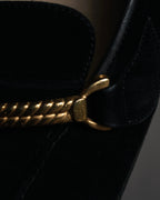 “GUCCI” 90’s-00’s Suede twist horsebit heeled loafers