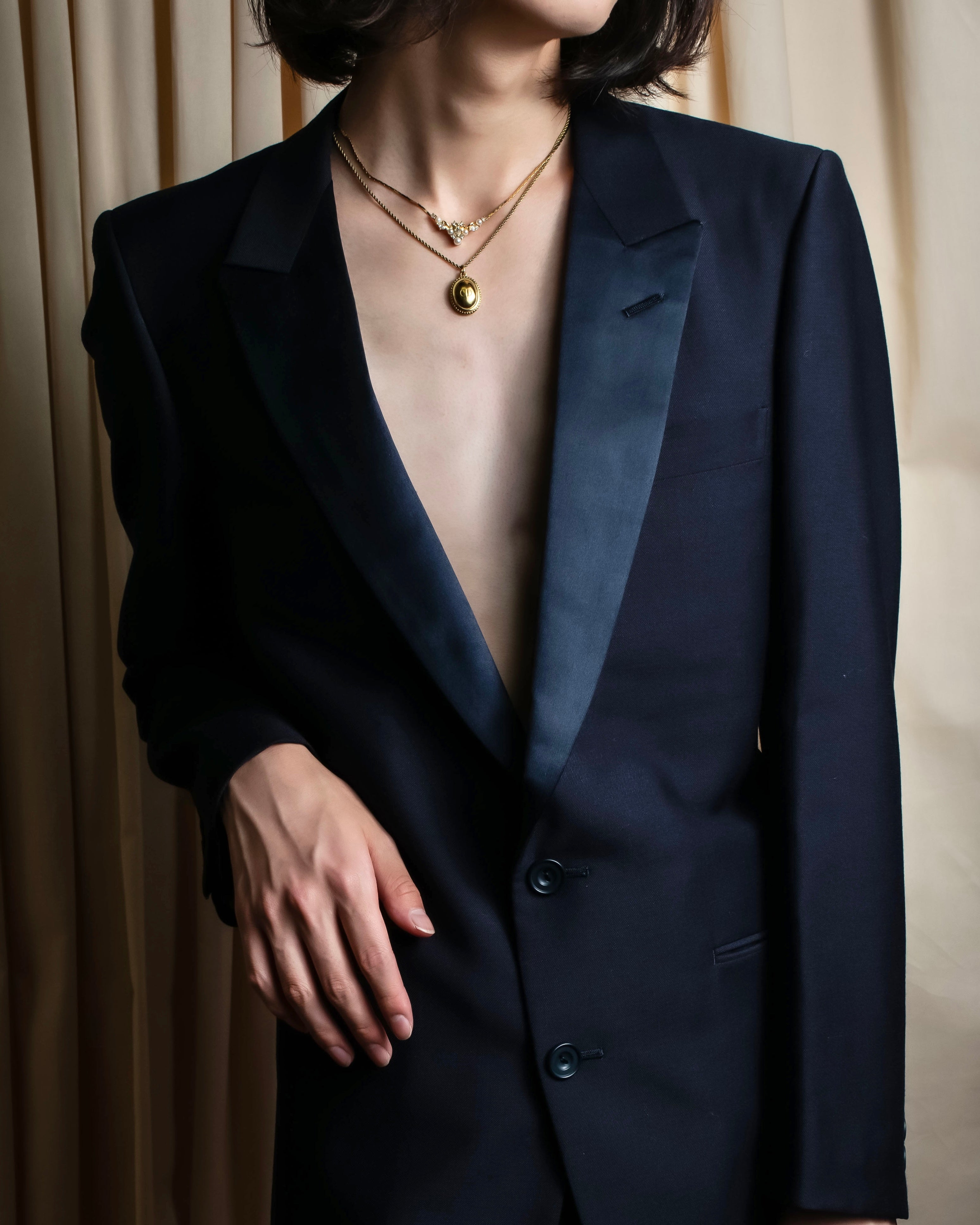 "CHRISTIAN DIOR MONSIEUR" Satin switching design tuxedo dress set up