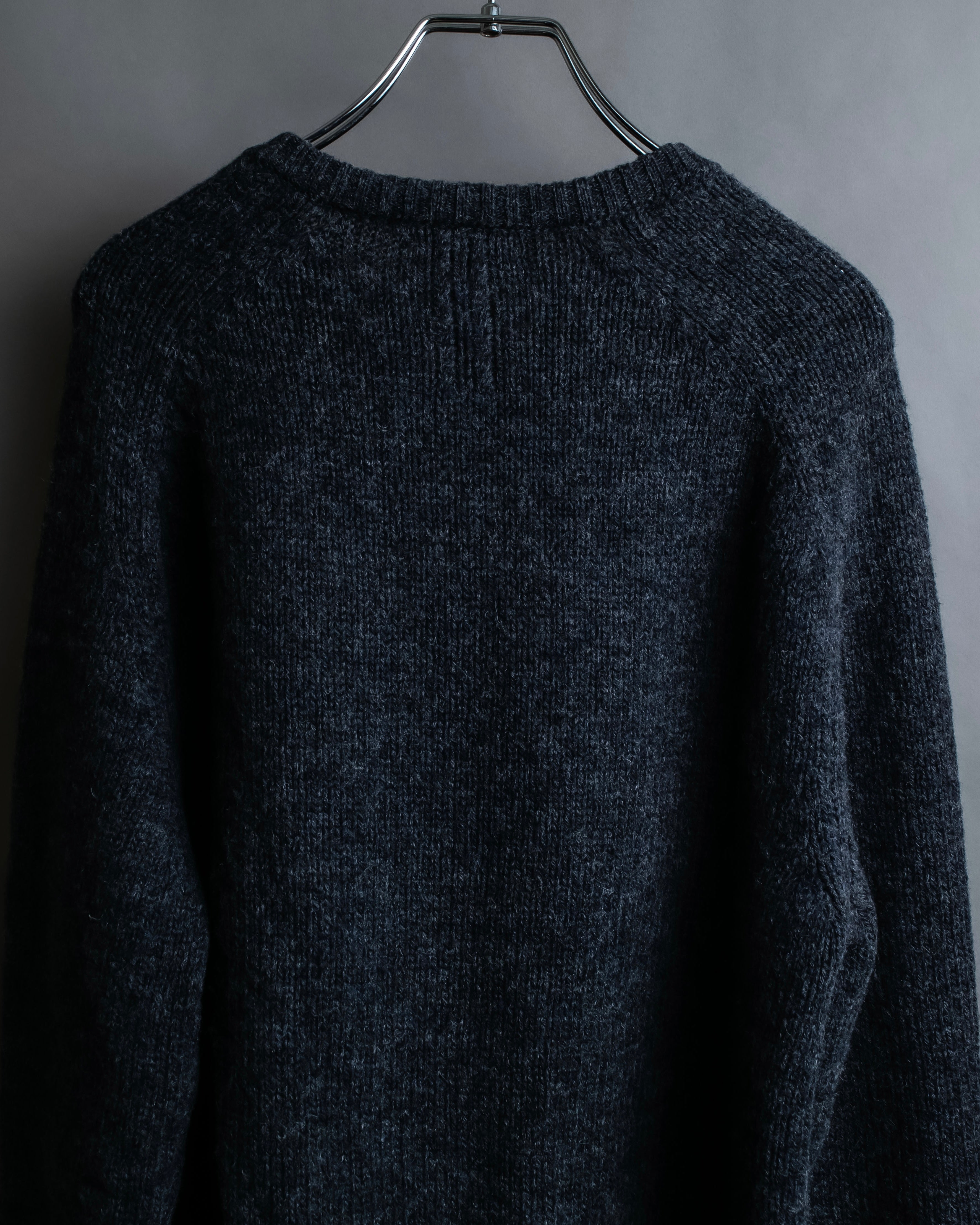 "Saint Laurent" Long-haired wool charcoal tone knit pullover