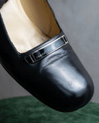 "GUCCI" Metal plate design leather heel pumps