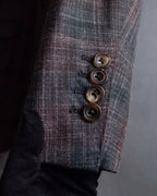 "Tex Teq" Gradient check pattern tailored jacket