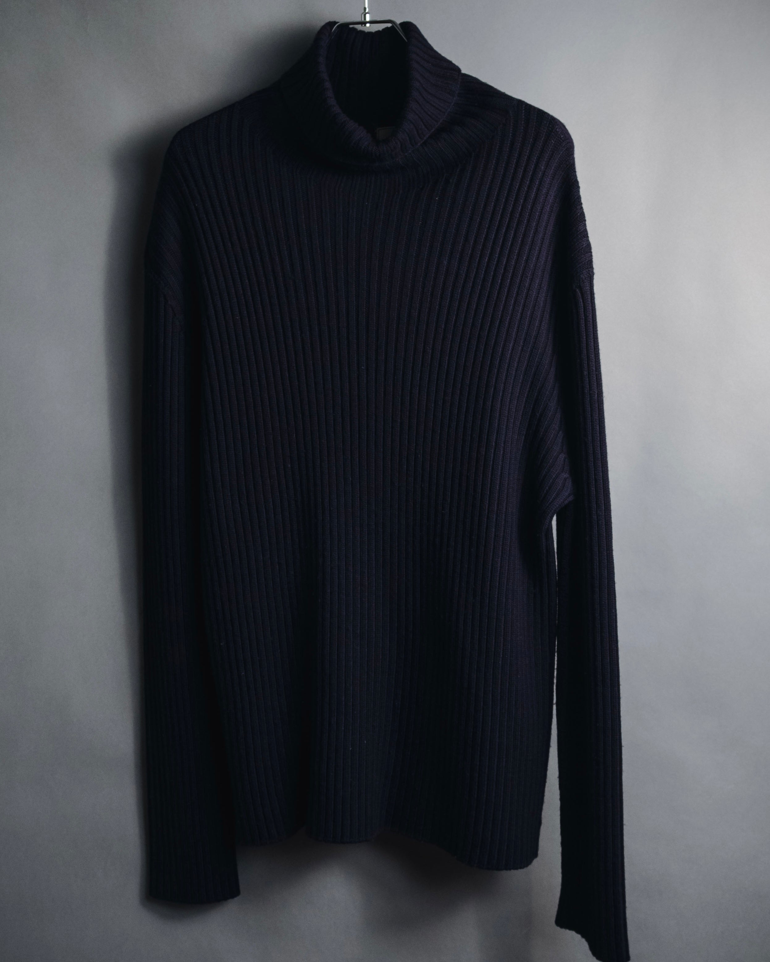 "HERMES" 90’s-00’s ribbed merino turtleneck knit
