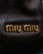 "MIU MIU" Pleated detail rounded boston grained leather 2way bag
