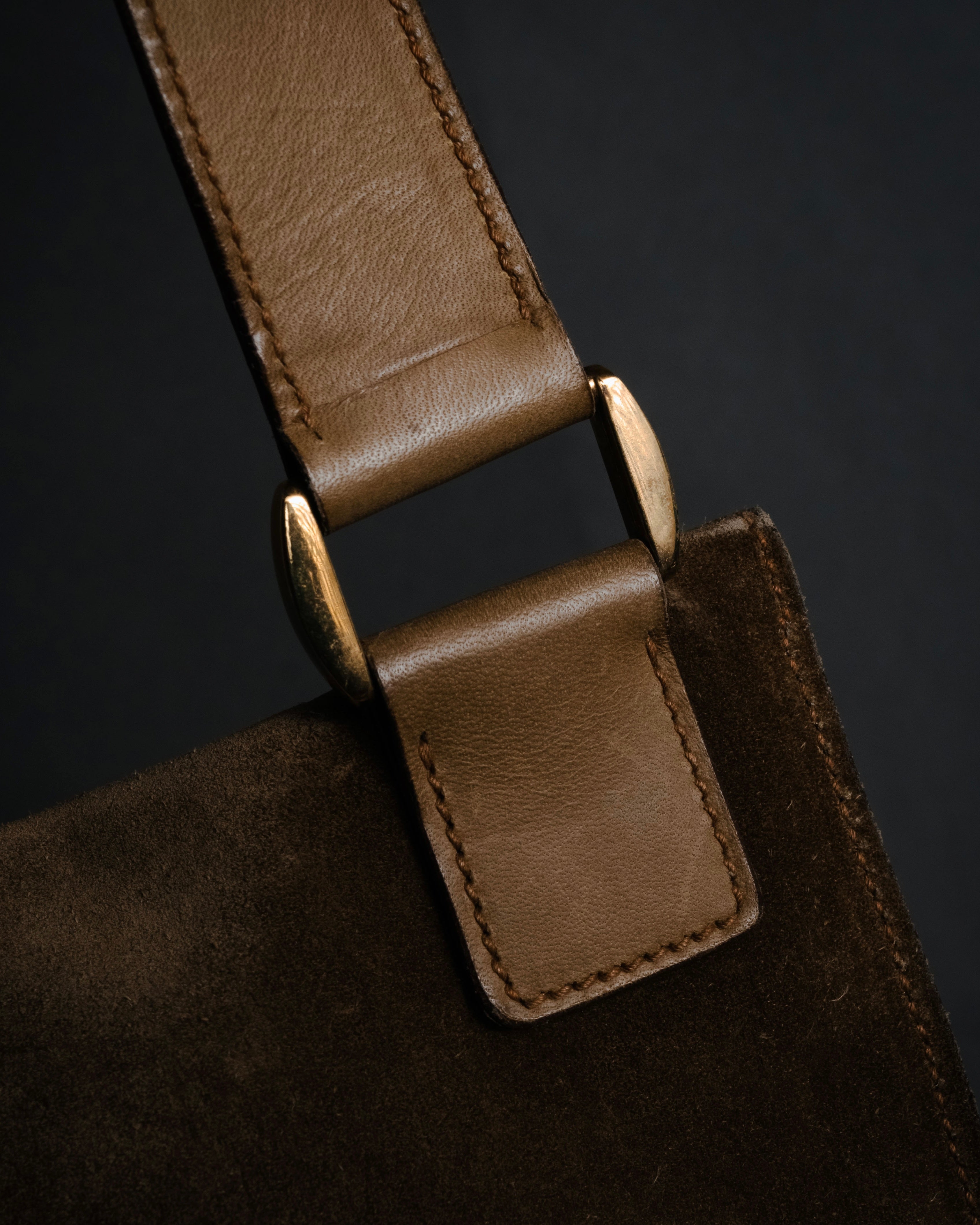 "GUCCI" 60’s-70’s suede and leather shoulder bag