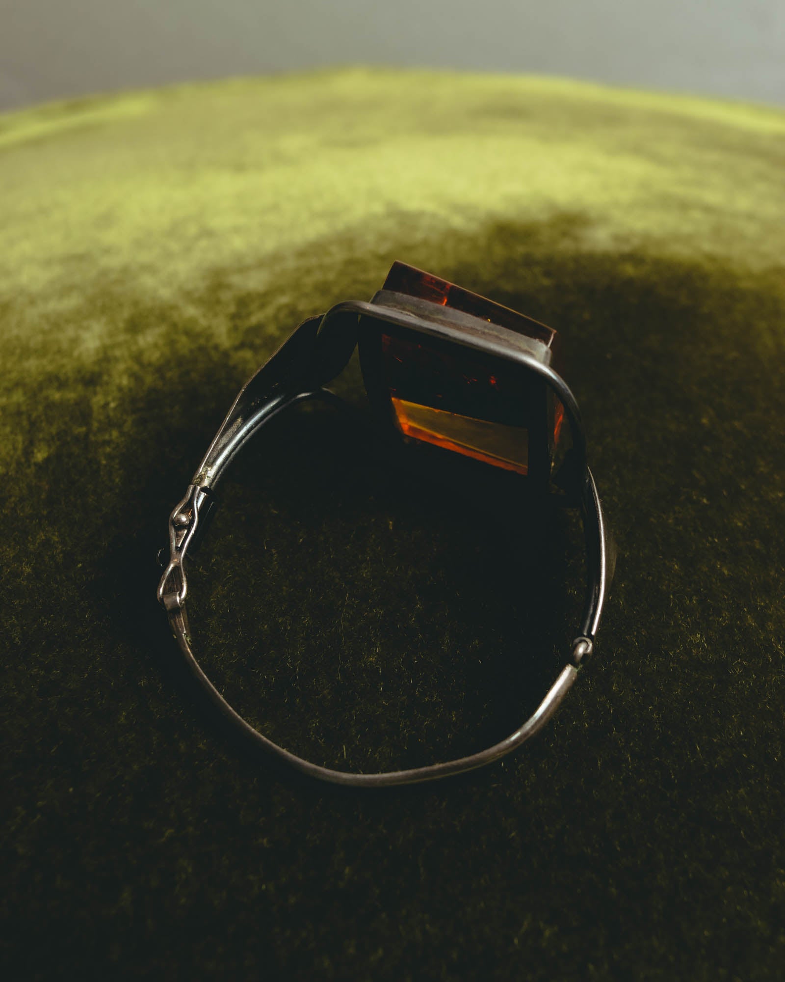 "Vintage" Sculptural amber tone statement bracelet