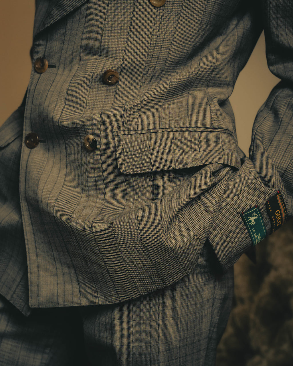 -SPECIAL- “GUCCI” 2019-2021 Glen check double-breasted wool suit