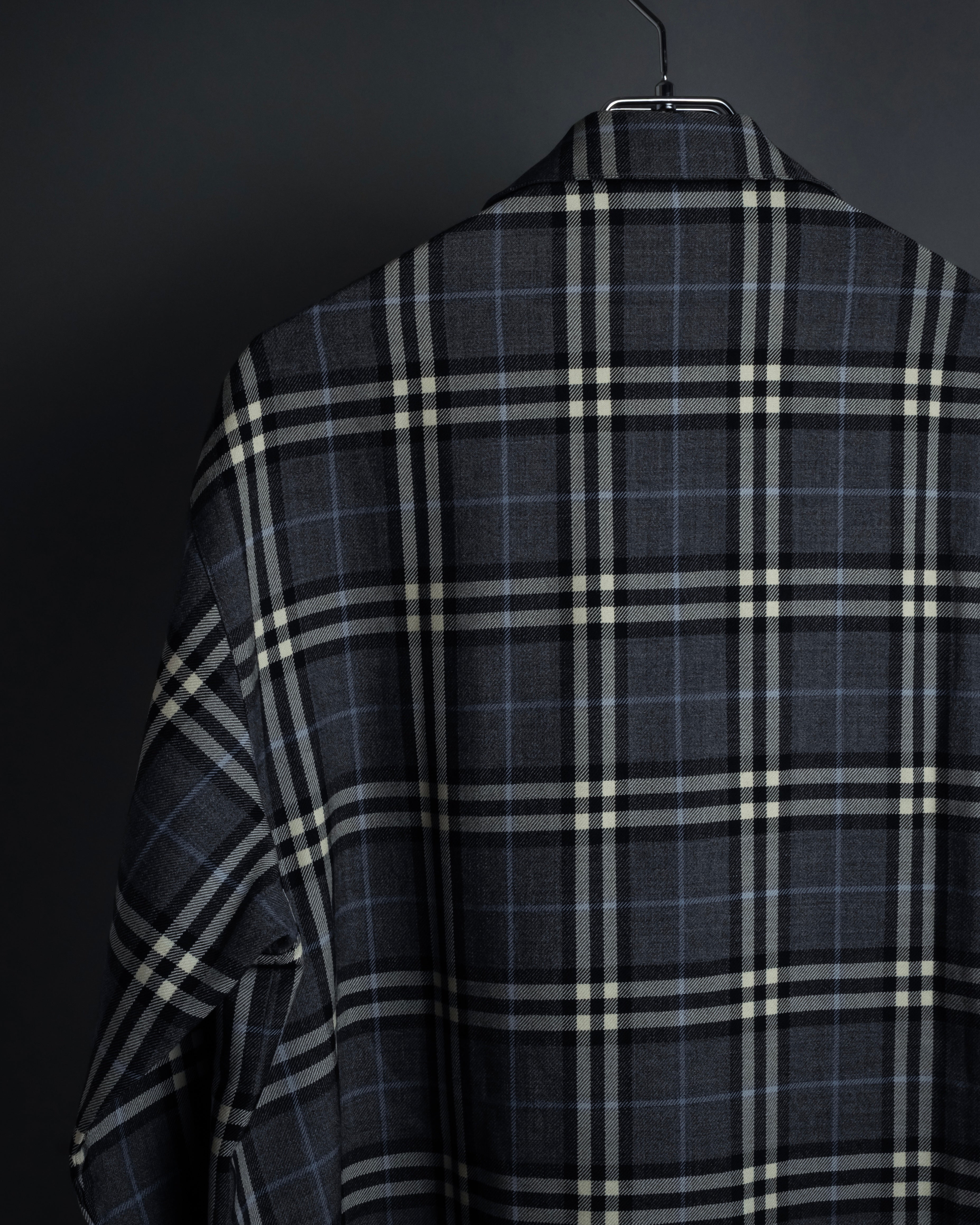 "BURBERRYS" Gold metal button design check pattern wool shirt