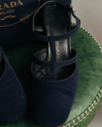 "PRADA" 90's-00's Dark navy t-strap pumps