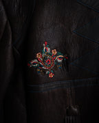 “KENZO” 80’s Folkloric shearling-lined leather long coat