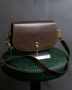 "GUCCI" Vintage horsebit motif leather shoulder bag