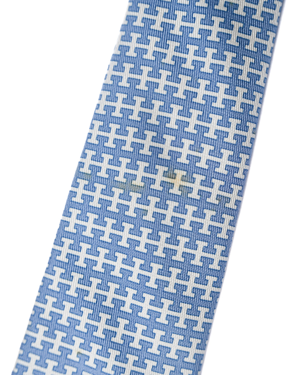 HERMES/ H Logo Silk Tie Sky Blue × Whigte