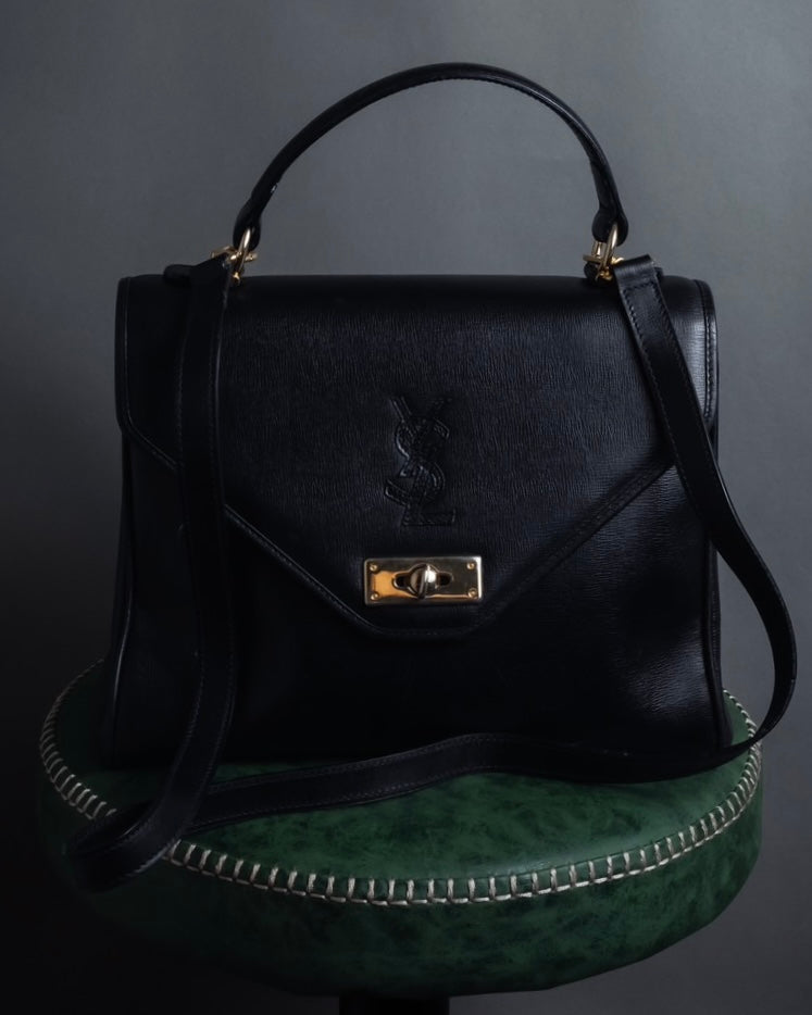 "YVES SAINT LAURENT" Cassandra logo engraved turnlock 2-way leather bag
