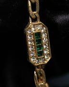 “Christian Dior” green & clear crystal designed gold chain bracelet